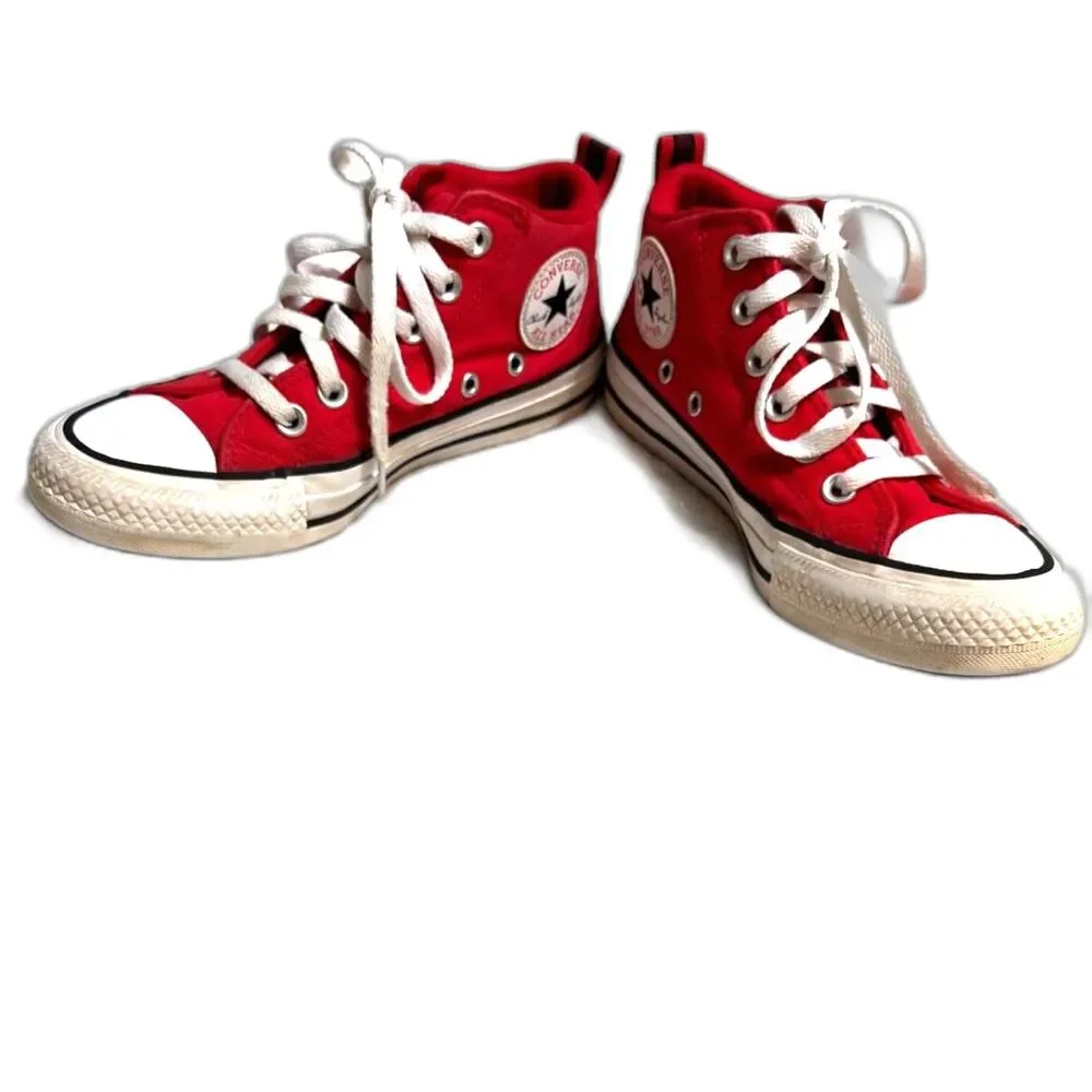 Converse All Star Kids Red Mid Top Sneakers Size 4 Youth EU 36